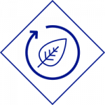 NGrid Environment Future icon blue diamond outlining leaf surround by unclosed circle with arrow