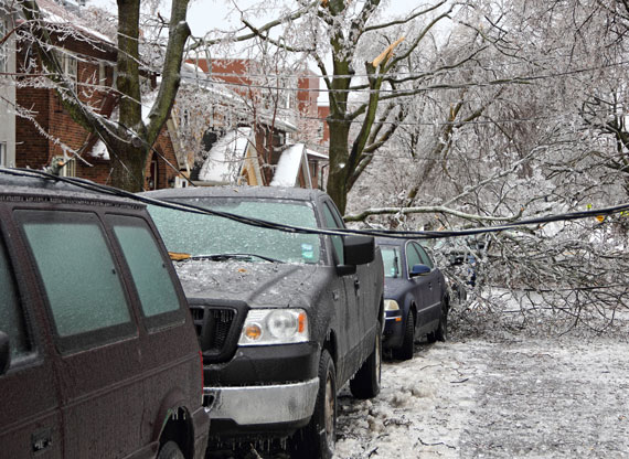 Ice damage from storm