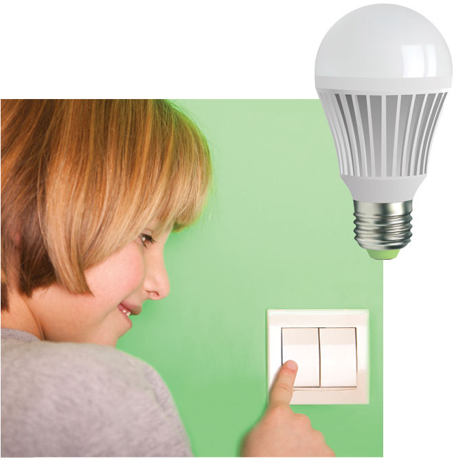 Girl turning off light switch