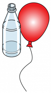 Illustration of a plastic bottle and red balloon