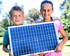 Kids holding solar cell